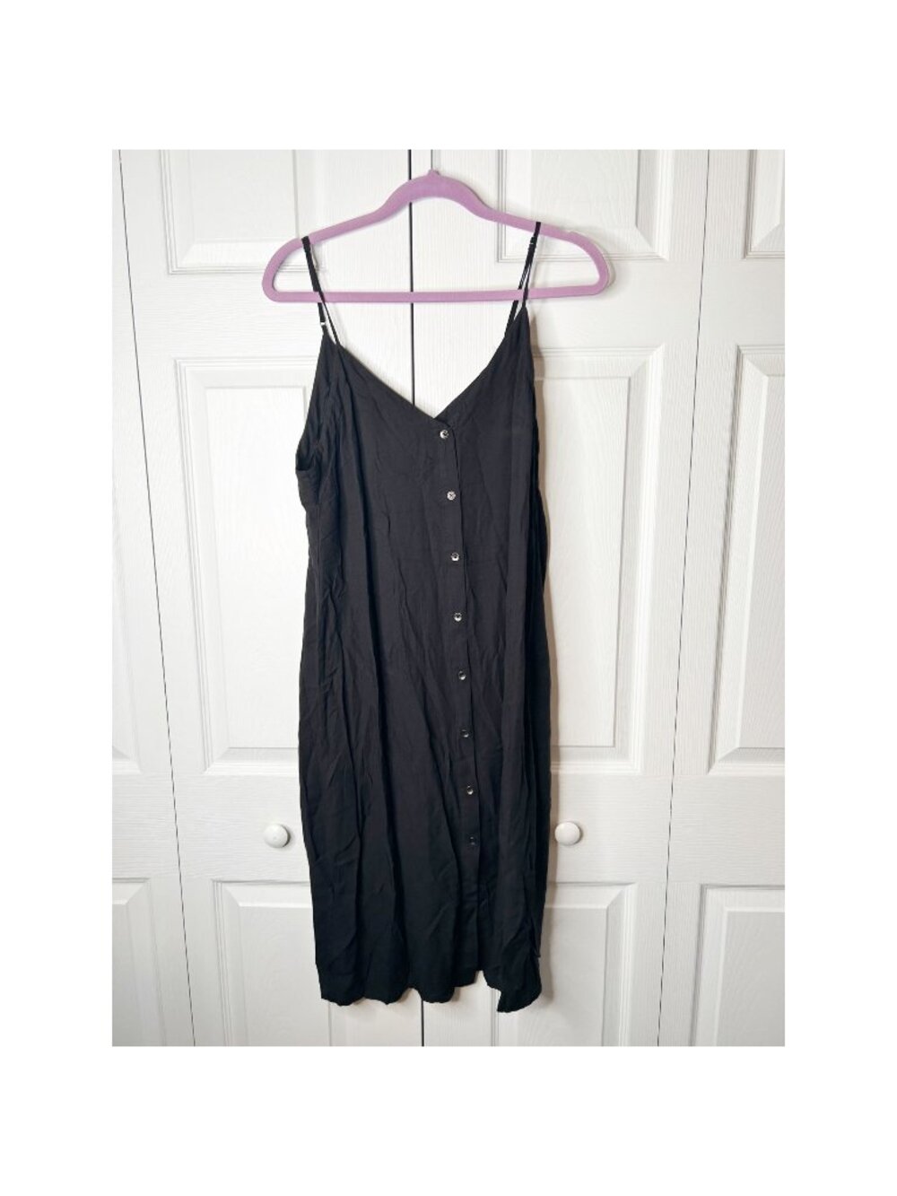 Splendid Black Button Front V-Neck Sleeveless Midi Dress Women's Size X-Large XL